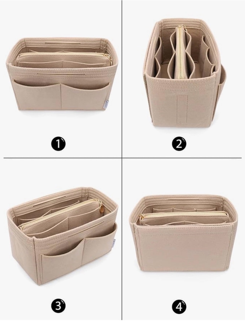 LEXSION Felt Purse Bag Organizer Insert zipper Bag Tote Fit Speedy Neverful PM